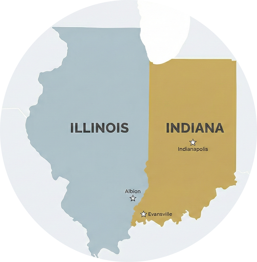 Map of Illinois and Indiana